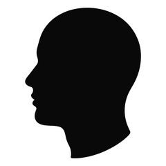 black silhouette of human head in profile view isolated on white background representing psychology, identity, and cognition concepts