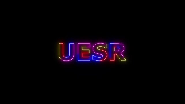 USER colored text. Laser vintage effect. Infinite loadable, 4 ti neon color , neon sign glowing against a black background wk video