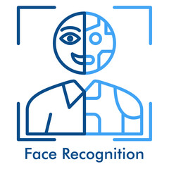 Face Recognition Icon. Outline Color Icon Style. Biometric scanning and identity verification symbol.