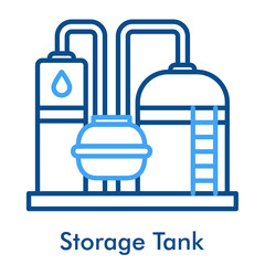 Storage Tank Icon. Outline Color Icon Style. Industrial container and liquid or gas repository symbol.