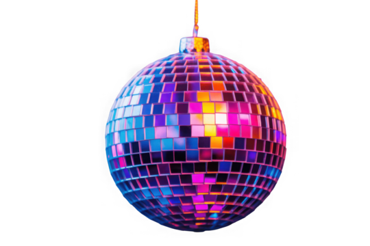 3d icon Shiny multicolored for ball Winter christmas ornament hanging, Nativity isolated on transparent perfect festive disco background, designs - Powered by Adobe