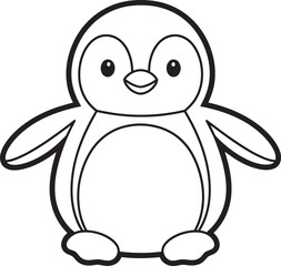 Cute cartoon penguin outline drawing for coloring book and children s design projects