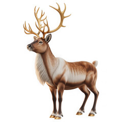 Fototapeta premium 3d render of golden reindeer with christmas season. Isolated on transparent background, png