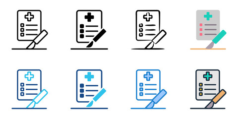 Surgical procedure icon set multiple style collection 

