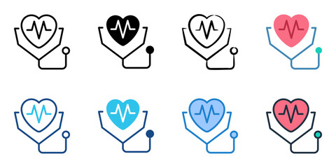 Health monitoring icon set multiple style collection 
