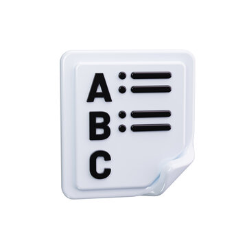 multiple choice 3d render icons