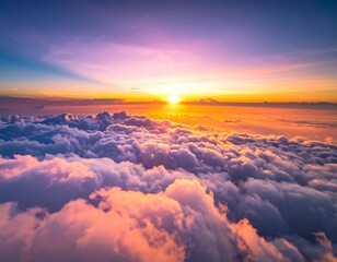 Aerial view of a stunning sunset over a fluffy cloudscape (1)