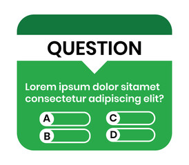 QUESTION heading above a text box with four multiple-choice options template. Suitable for educational websites, online learning platforms, mobile quiz applications, and surveys.