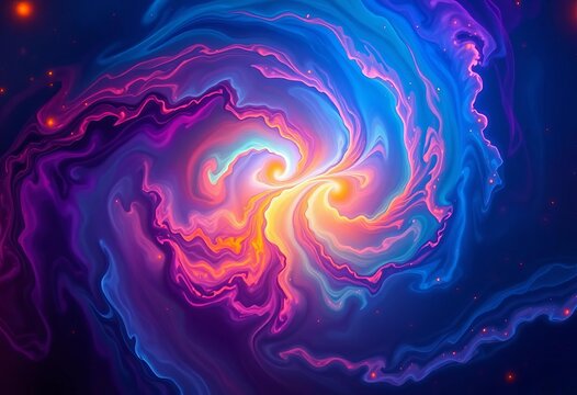 Swirling vibrant nebula with fractal patterns, intense color gradients,  light,  painting