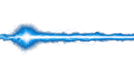 horizontal blue laser light beam glowing line on black background energy streak effect clean png