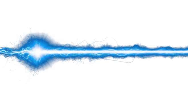 horizontal blue laser light beam glowing line on black background energy streak effect clean png