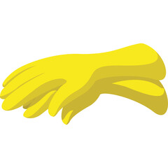 Pair Of Yellow Rubber Gloves For Cleaning And Protection Against Chemicals On A Transparent Background