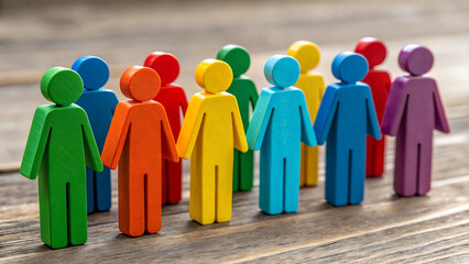 3d people group, group of children, group of people in a circle, a group of multi colored plastic toy people, Colorful figurines representing diverse population. Colorful figures stand together demogr