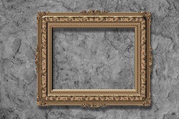 Vintage bronze metal beautiful frame on wall