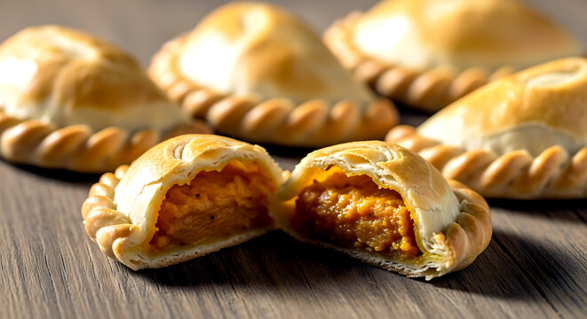 Chile Pumpkin Empanadas (Empanadas de Zapallo). Chilean pumpkin empanadas with crisp pastry, flaky layers and filling