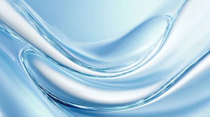Abstract blue liquid flowing, forming dynamic waves and elegant lines, highlighting transparency and movement for a fresh, clean, and modern background design