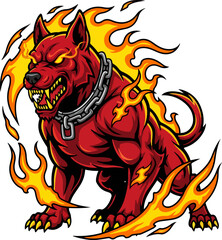 Fierce red demon dog mascot 