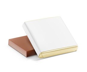 Branded chocolate squares, Neapolitan mockup for promoting business, special occasions. Vector illustration isolated on white background. Easy to use for presentation your logo, design. EPS10.
