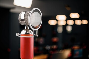 Microphone in stage for music event concept background