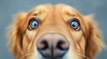 Golden Beauty with Captivating Hazel Gaze of a Joyful Friend Looking at Us Against Gray Backdrop