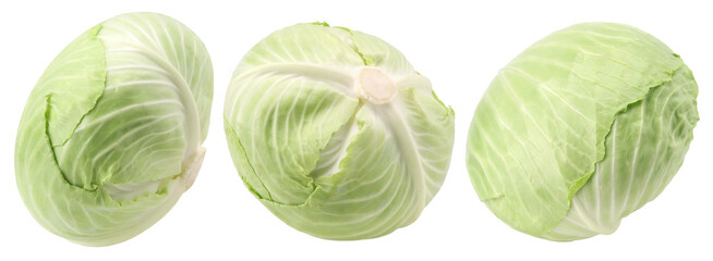 Fresh cabbage isolated, transparent PNG, PNG format, Collection, set