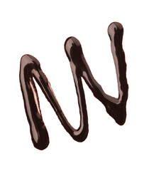 Sample of tasty melted chocolate isolated on white, top view