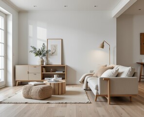 Modern living room with stylish furniture and natural light.