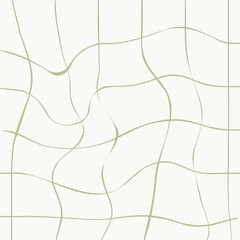 Wavy groovy line background in soft green tones. Modern organic pattern inspired by 70s retro aesthetic and minimalist interiors.