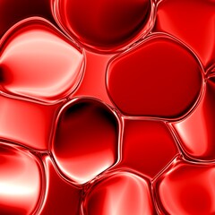 Luxurious Glossy Red Fluid Background: Abstract Texture of Organic 3D Bubbles for Premium Cosmetic and Beauty Product Packaging Design