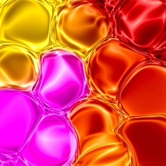 Vibrant Color Fusion Glossy Background: Abstract 3D Bubbles Texture for Modern Cosmetic, Lip Gloss, and Trendy Beauty Product Packaging Design.