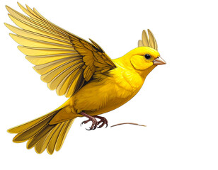 Flying Canary Minimal Line Icon, side view, isolated