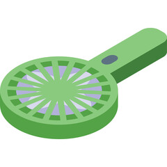 Green Isometric Handheld Fan With Transparent Background Isolated Graphic Design Element