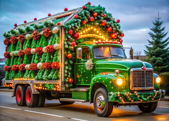 Christmas truck tree vehicle.