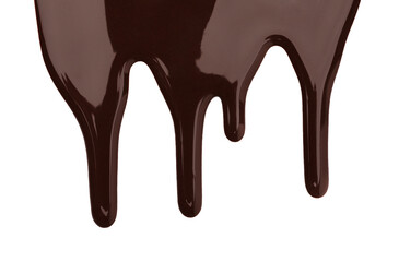 Flowing tasty melted chocolate on white background