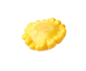 One pickled pattypan squash isolated on white
