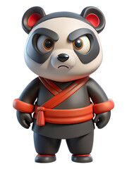 Angry Panda Ninja Character Design with Red Belt and Straps for Animation and Games © BiswajeetM.