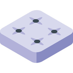 A Light Purple Square Mattress With Four Dark Circles On Top In An Isometric View On A Transparent Background Ideal For Mattress And Bedding Related Designs