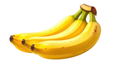 Cluster of bright yellow bananas, with green stems, artistically rendered on a stark black background