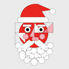 Abstract Geometric Santa Claus Face, Playful Christmas Icon
