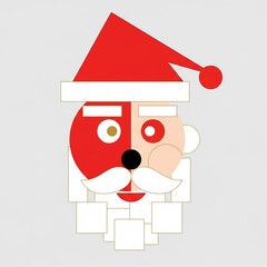 Minimalist Geometric Santa Claus Face, Abstract Christmas Icon