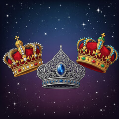 Royal Crowns Collection, Ornate Gold and Silver Kings Headwear