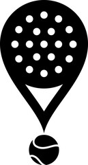 vector illustration of a padel racket shaped like a location logo