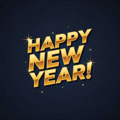 Happy New Year! Golden Lettering, Festive Celebration Graphic
