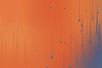 Abstract background with falling blue particles on an orange gradient.