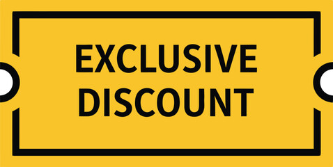 Bright yellow tag offering an exclusive discount for customers, promoting savings and special offers.