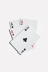 Aces High Playing Cards on White Background with Shadows