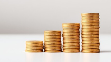 Year-End Business Planning and Financial Review, Stacks of coins arranged in ascending order, symbolizing growth and investment.