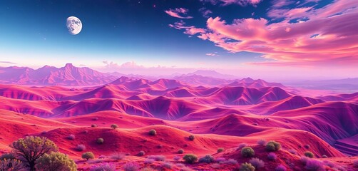 A vibrant, surreal landscape generated by artificial intelligence,  computational art,  generated