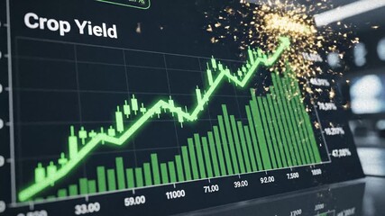 Crop Yield Graph Shows Steady Increase With Green Arrow Accent - Powered by Adobe