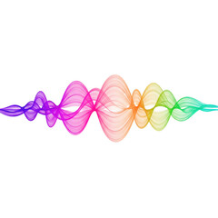 Fototapeta premium Vibrant rainbow sound waveform abstract digital art displaying frequency and amplitude isolated on transparent background